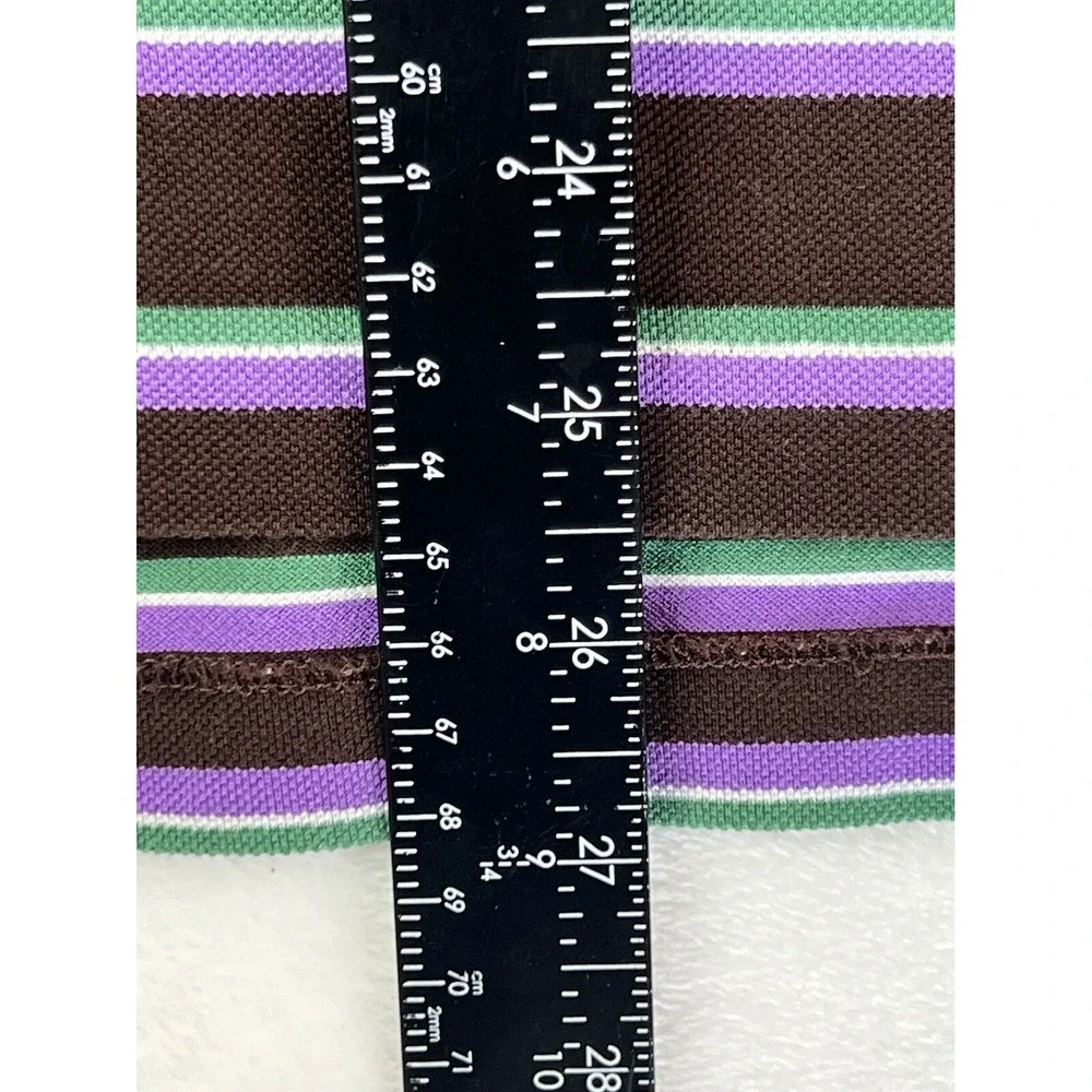Men's Vintage Polo Ralph Lauren Striped  Polo Shirt Brown‎ Purple Green Size XL